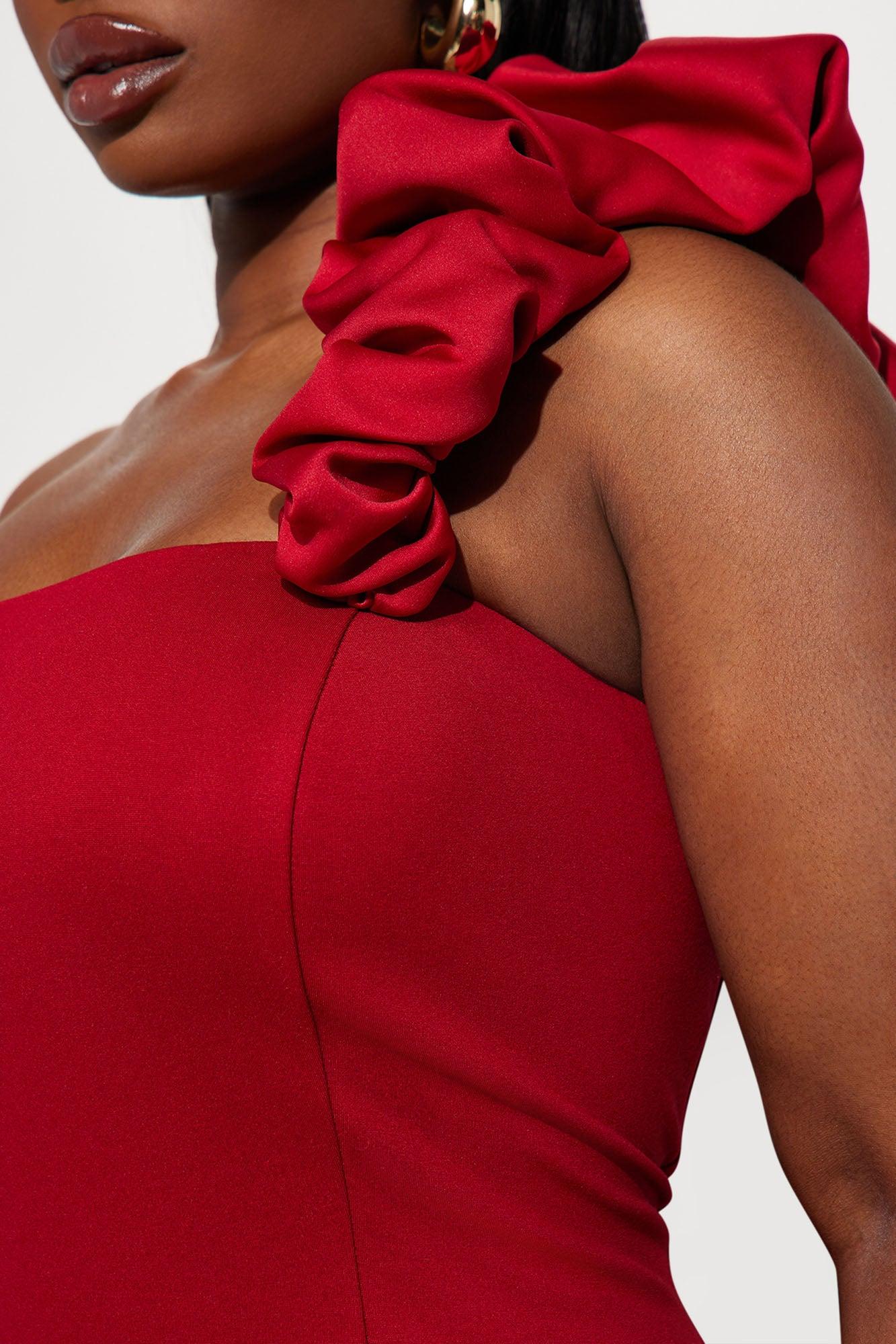 Wilma Ruffle Mini Dress - Red Product Image