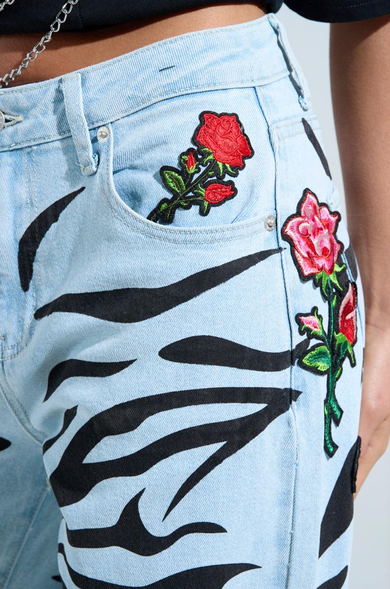SLEEPING WITH ROSES DENIM PANT Product Image