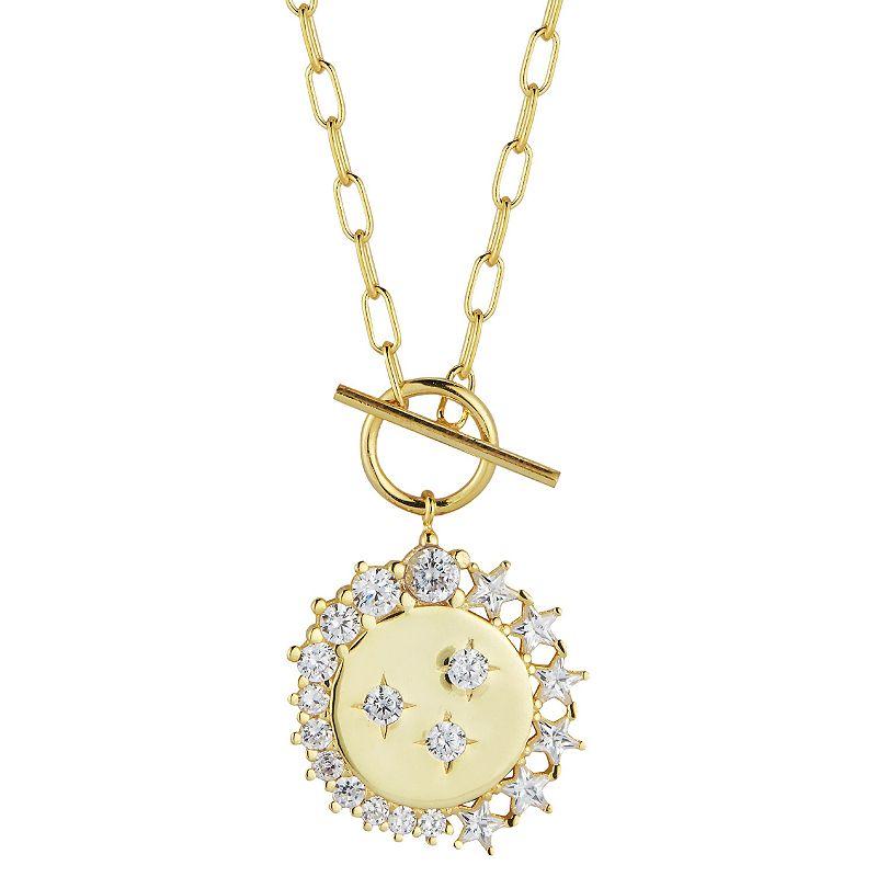 Sunkissed Sterling Cubic Zirconia Multi Star Charm Huggie Earrings, Women's, Gold Tone Product Image