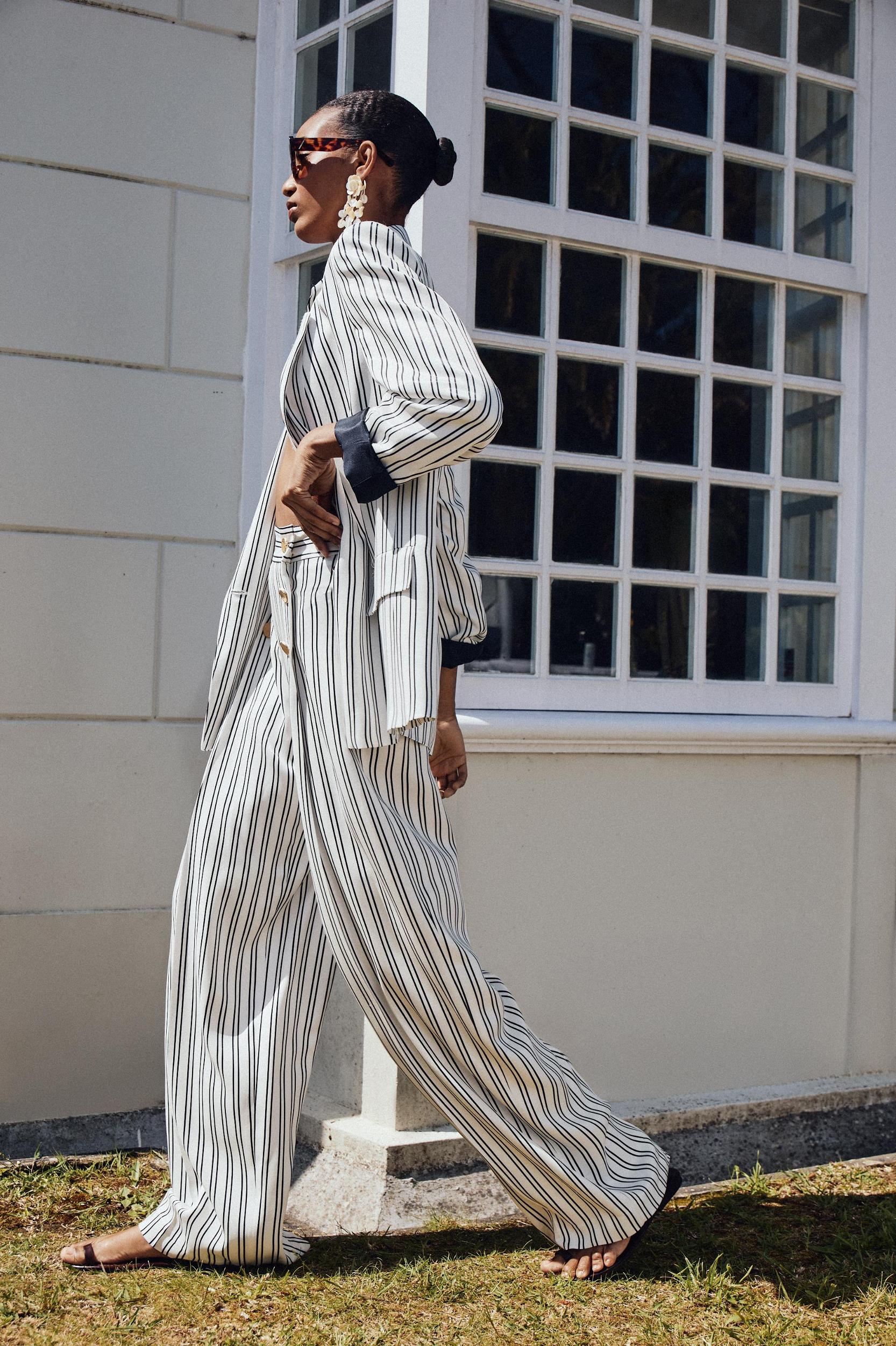 STRIPED PANTS WITH BUTTONS Product Image