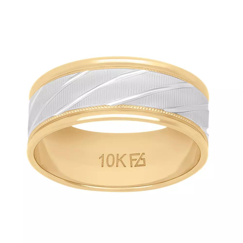 AXL 10k Gold & White Rhodium 8 mm Mens Band 10k Two Tone Product Image