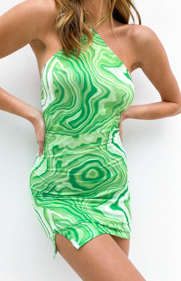 Kendall Swirl Mini Dress Green Product Image