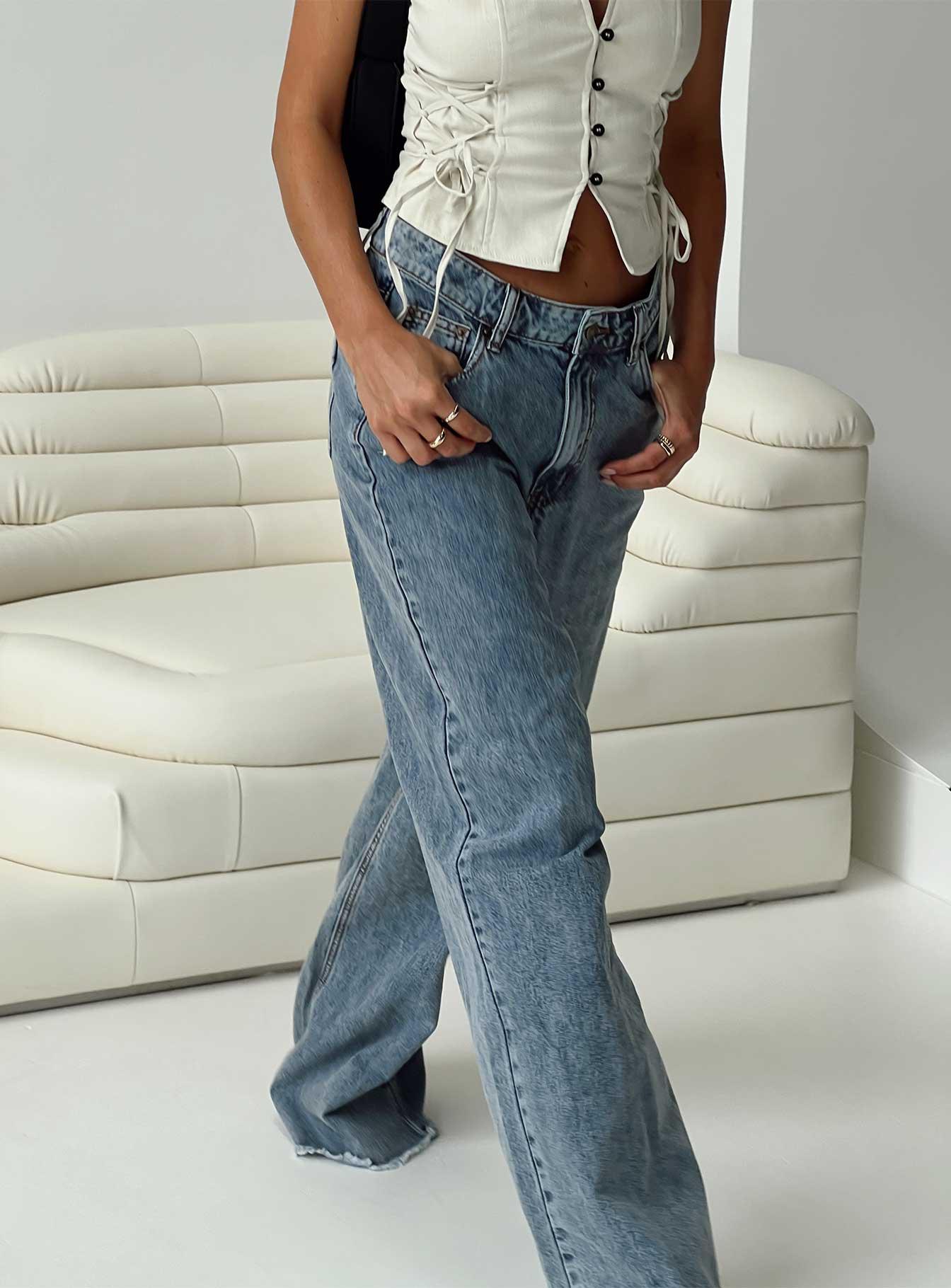 Eivissa High Rise Baggy Jeans Faded Denim Product Image