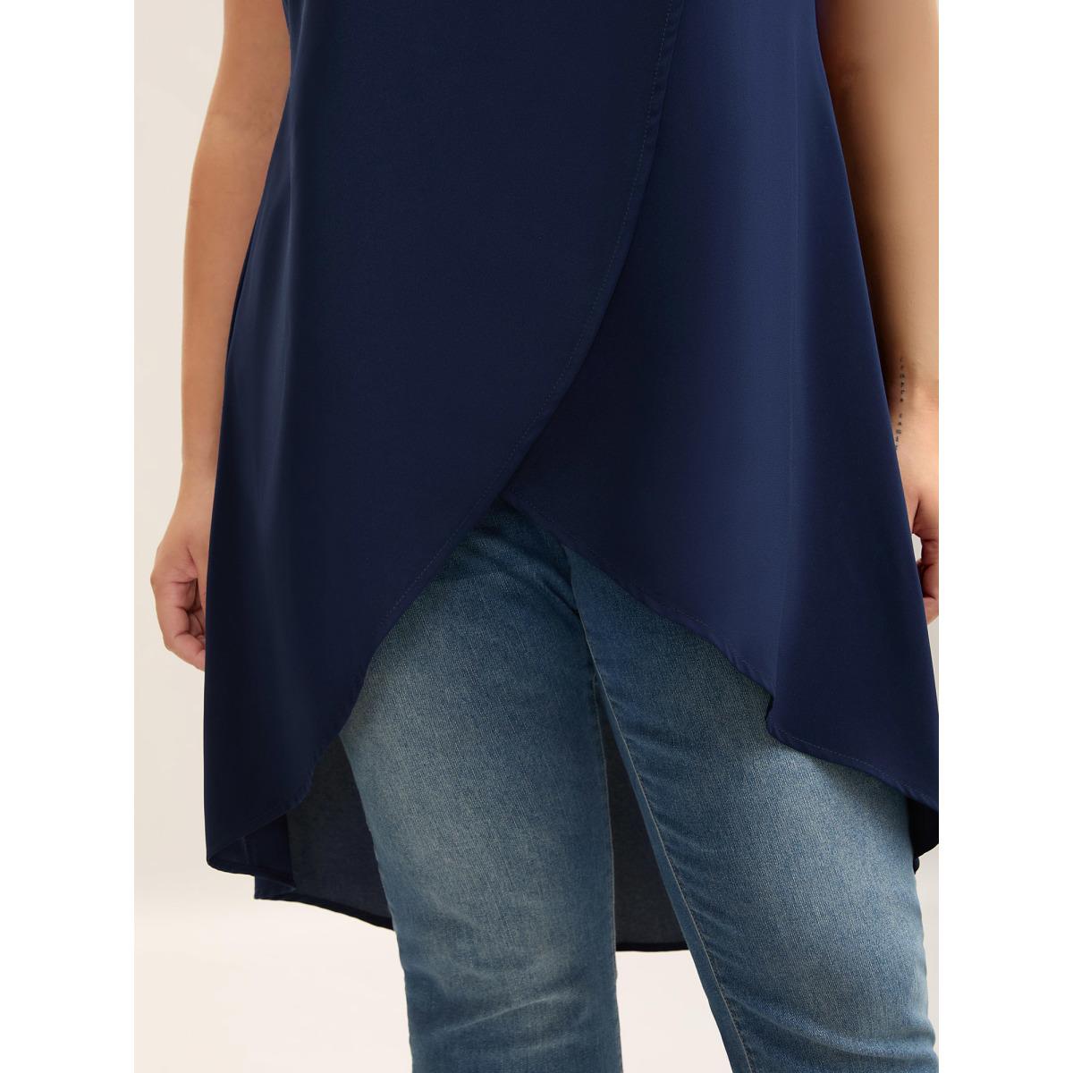 Plus Size Supersoft Essentials Notched Ruffle Layered Hem Sleeveless Dress Black Women Elegant Gathered V-neck Sleeveless Curvy Midi Dress BloomChic 28/5X Product Image