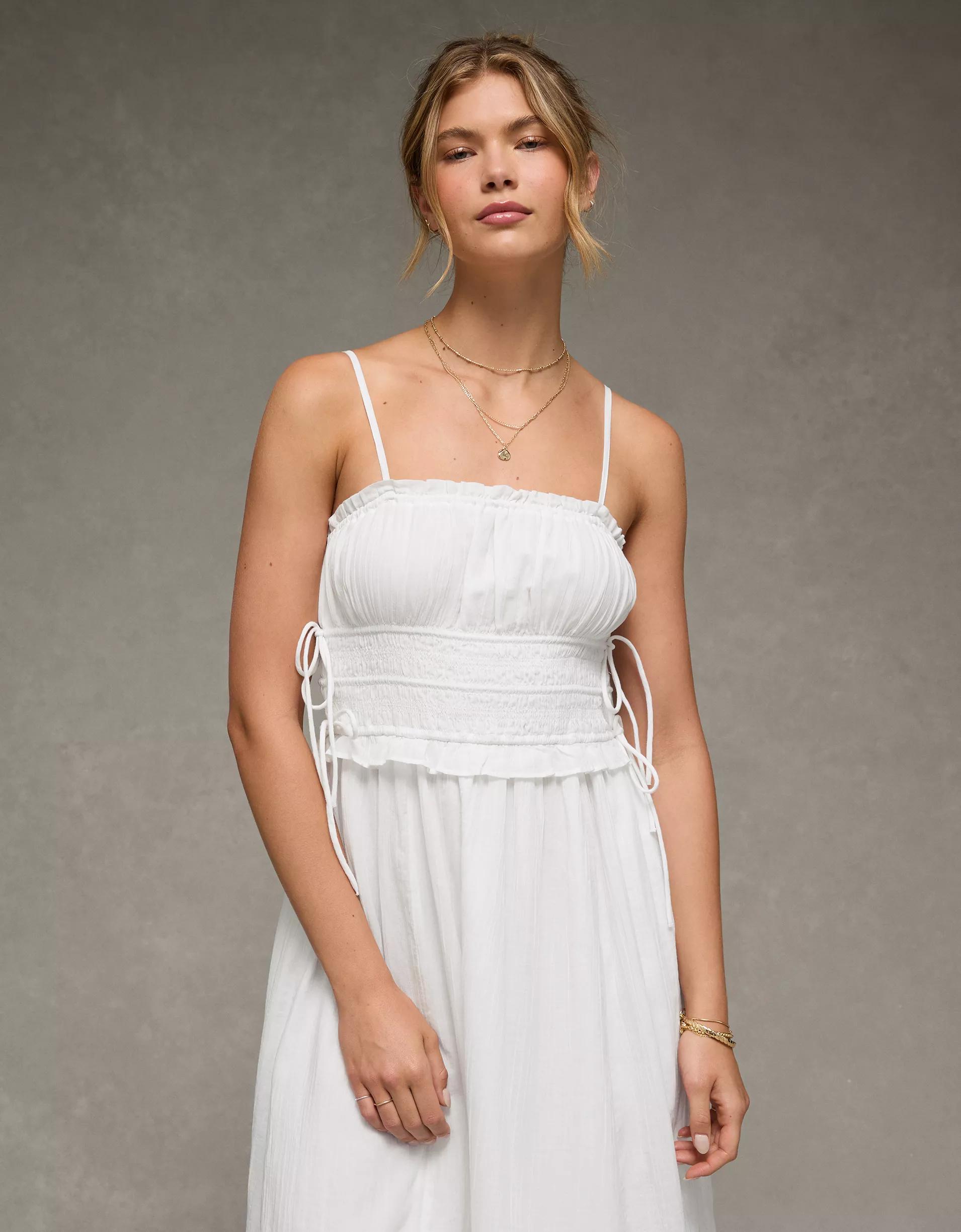 AE Corded Smocking Midi Dress Product Image