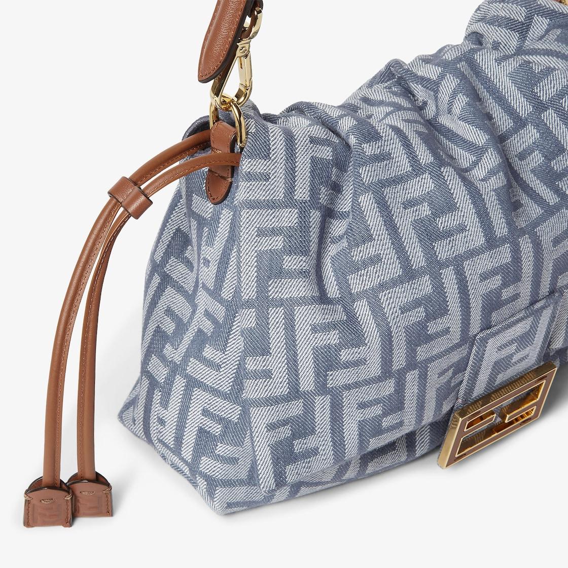 Mamma Baguette MediumBlue denim-effect FF jacquard bag Product Image