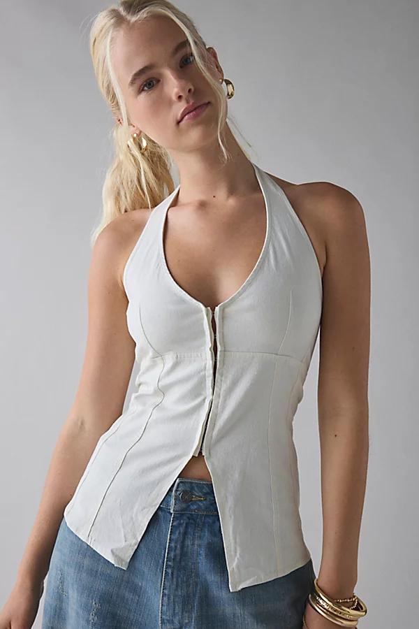 Urban Outfitters UO Sari Seamed Linen-Blend Halter Vest Top Jacket Womens at Urban Outfitters Product Image
