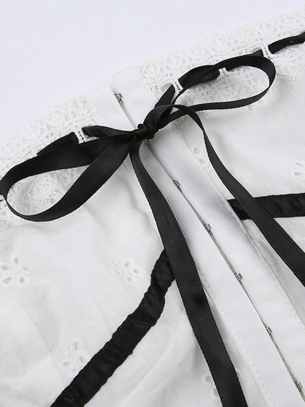 Tie Up Broderie Lace Bandeau Top Product Image