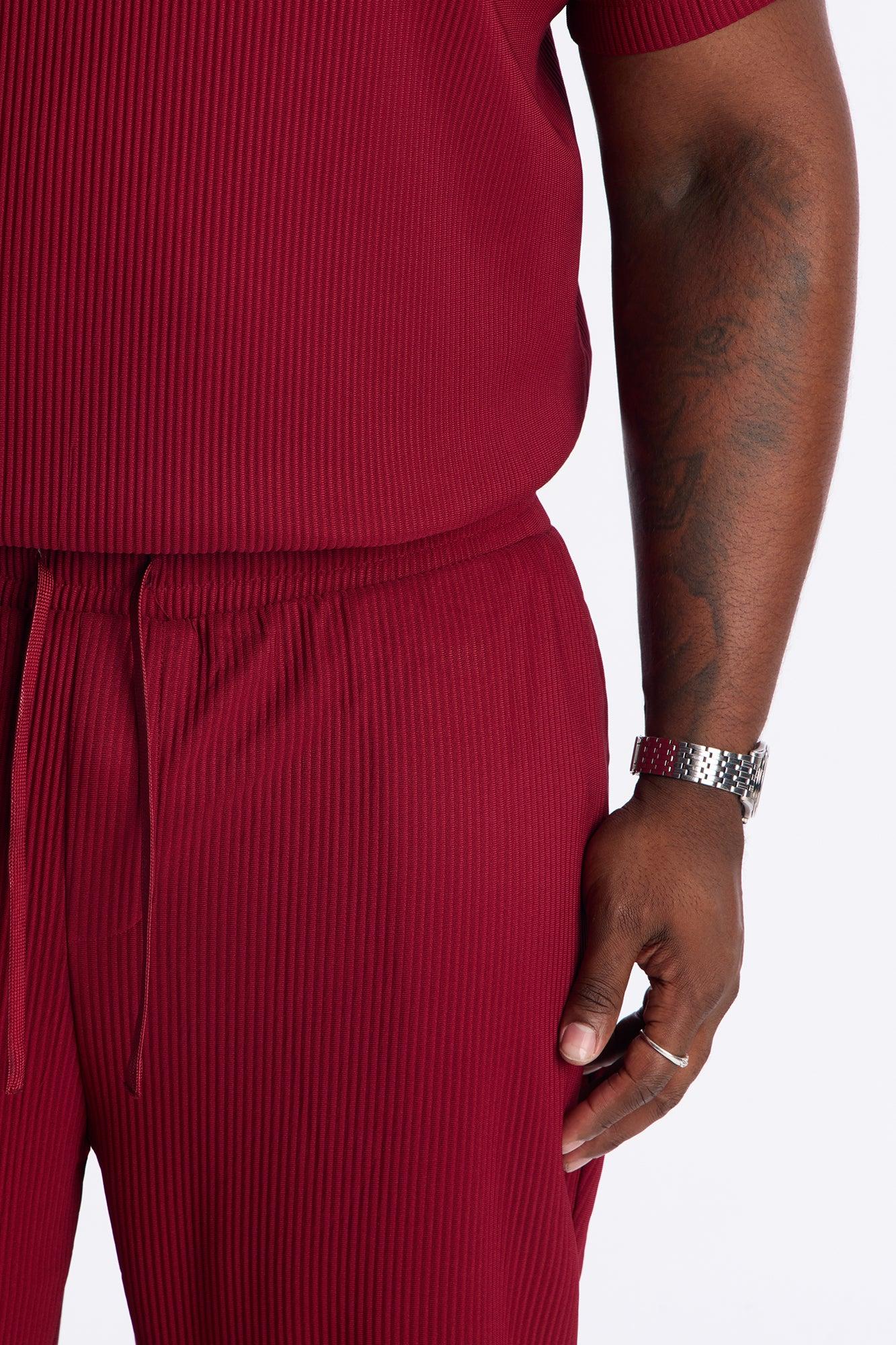 Show Up Slim Slit Pants - Burgundy Product Image