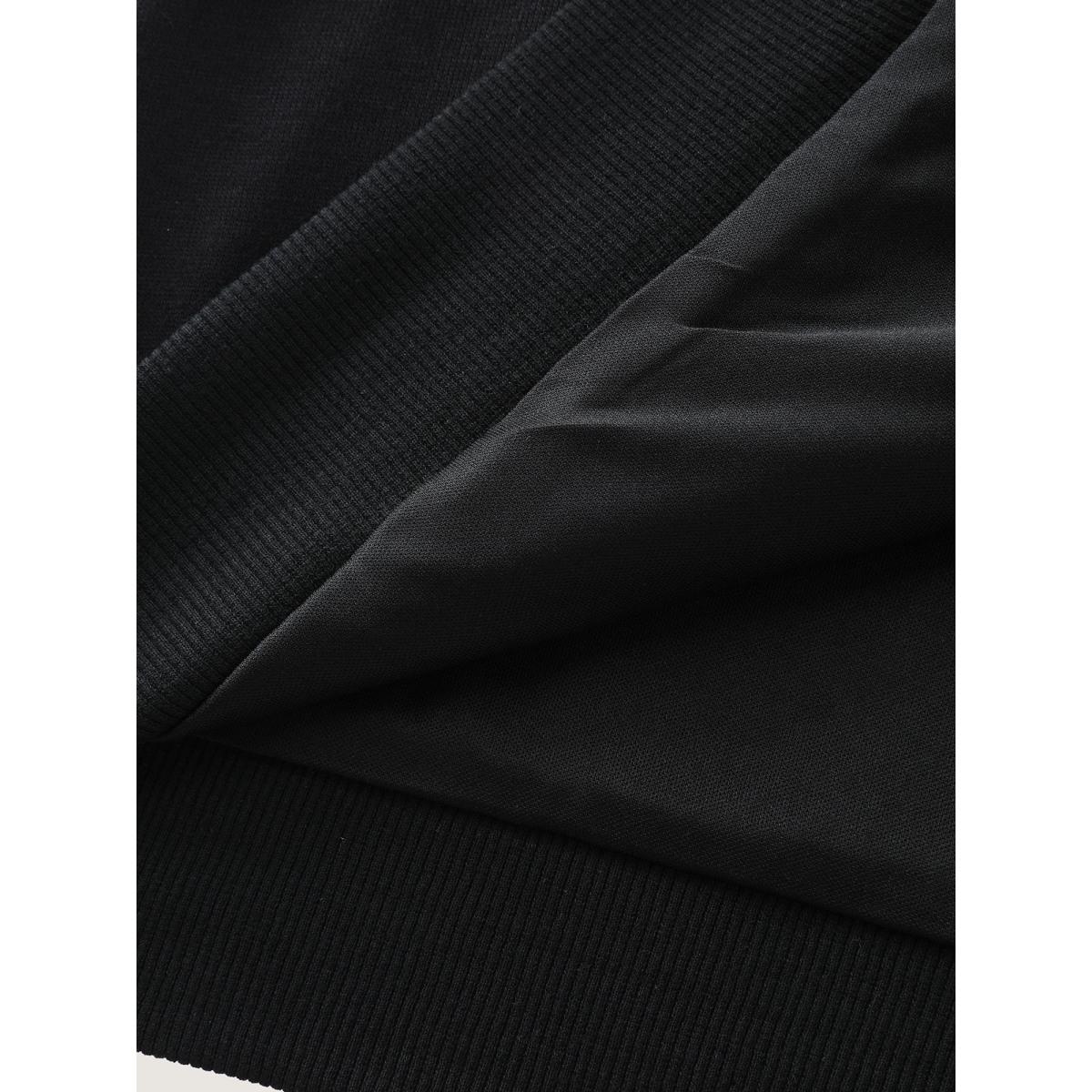 Plus Size Nostalgic Rose Embroidery Drawstring Hoodie Women Black Embroidered Patch pocket Casual Jackets BloomChic 28/5X Product Image