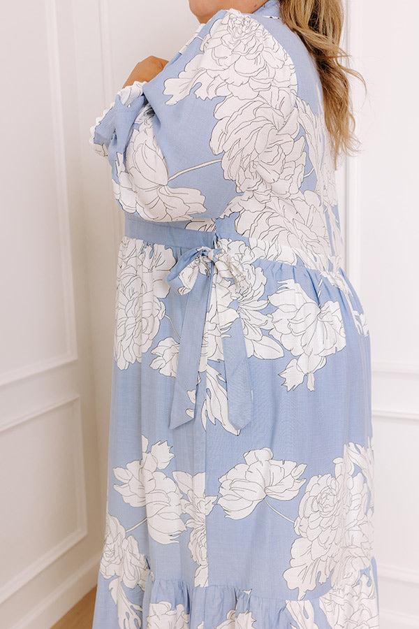 Bistro Bound Floral Midi Dress in Sky Blue Curves Product Image