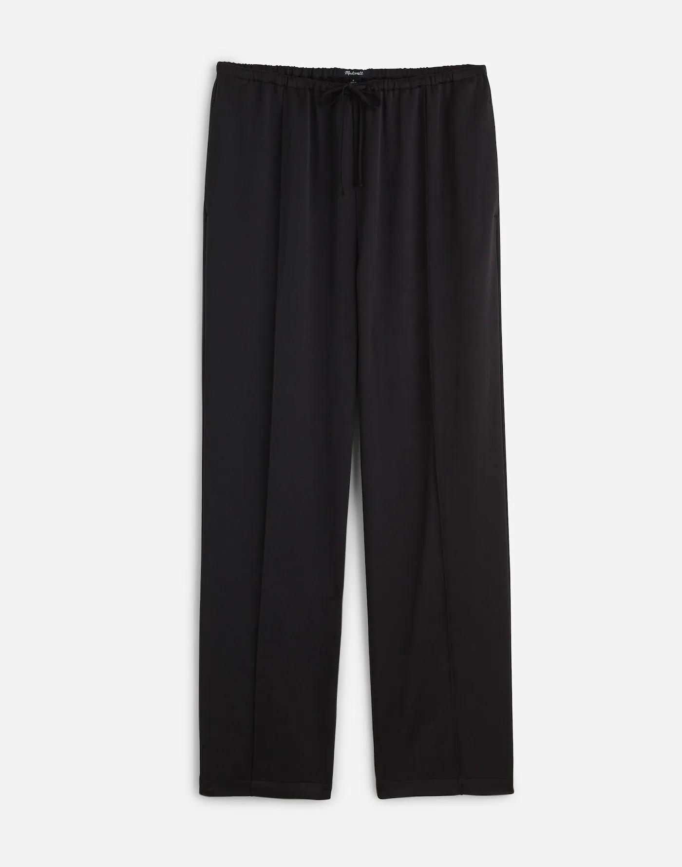 Pintucked Slim Pull-On Pants in Satin Product Image