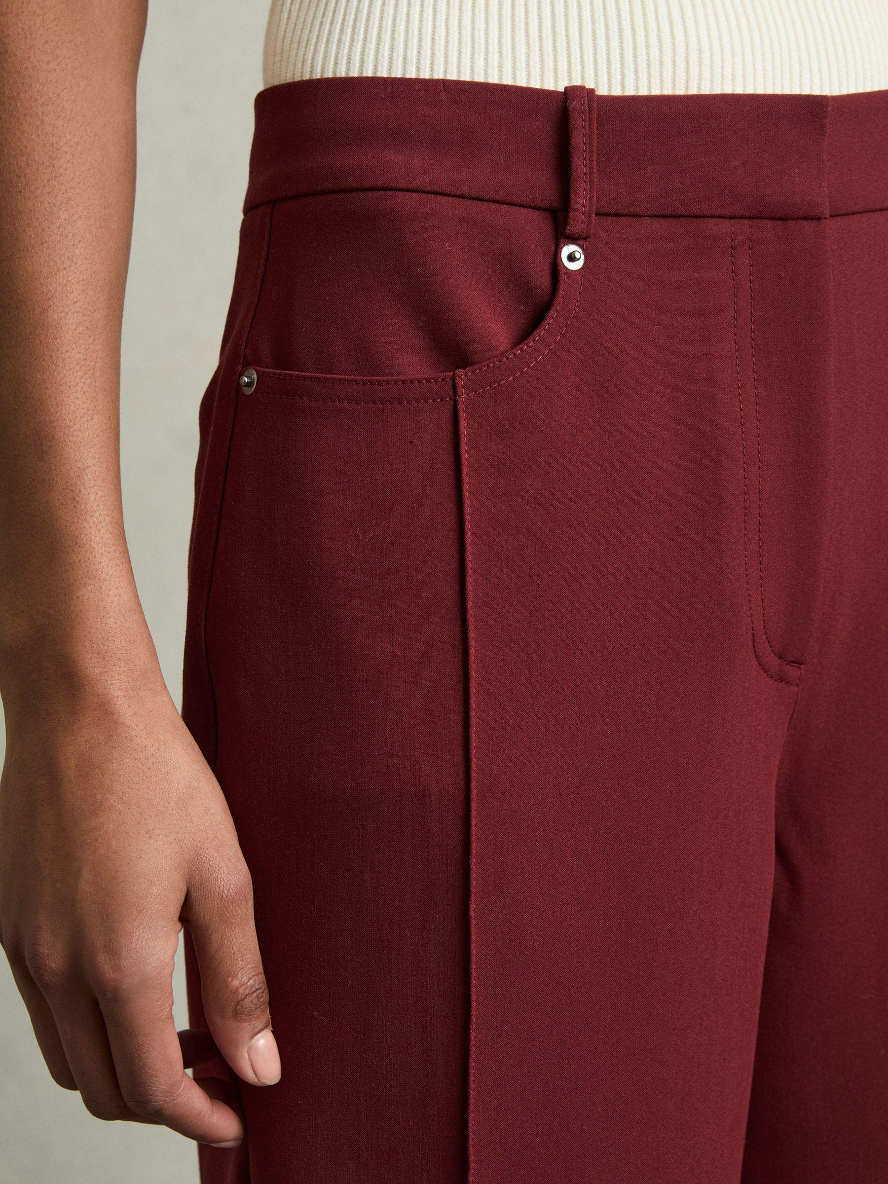 Linen Wide-Leg Whipstitch Trousers in White Product Image