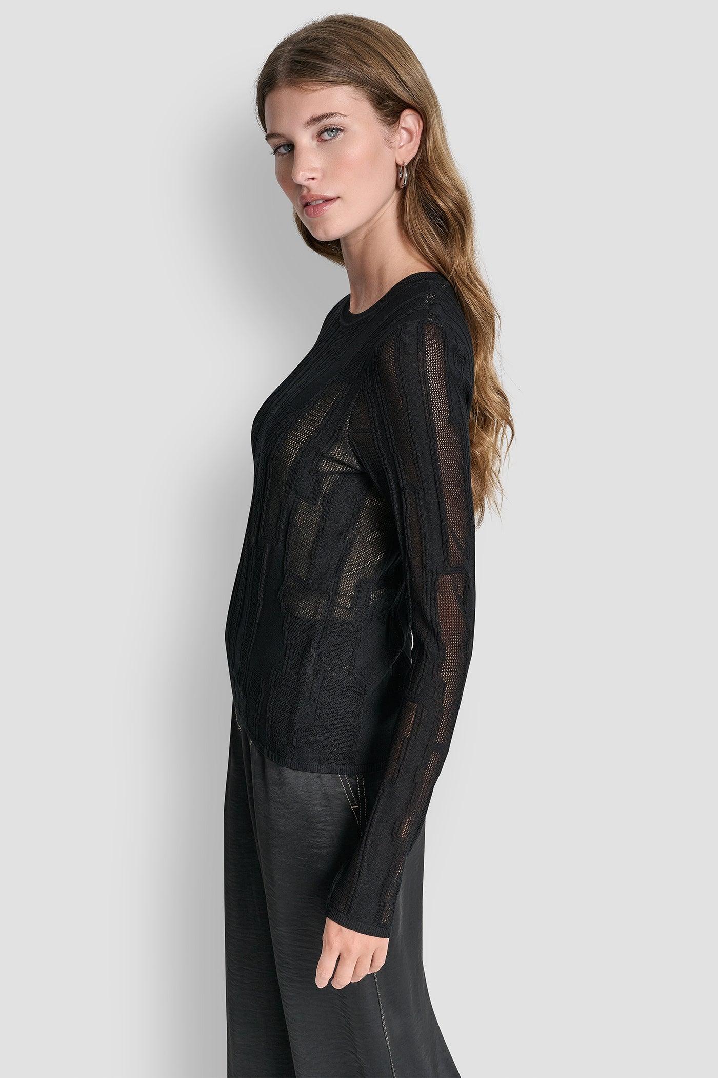 LAYERED MIXED STITCH SWEATER Product Image