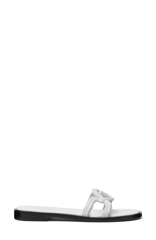 VERSACE Medusa Leather Flat Slide Sandals In White Product Image