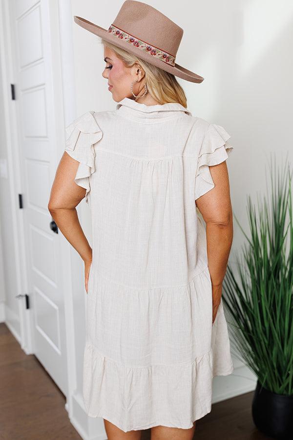 Newsworthy Style Linen-Blend Babydoll Dress In Stone Curves Product Image