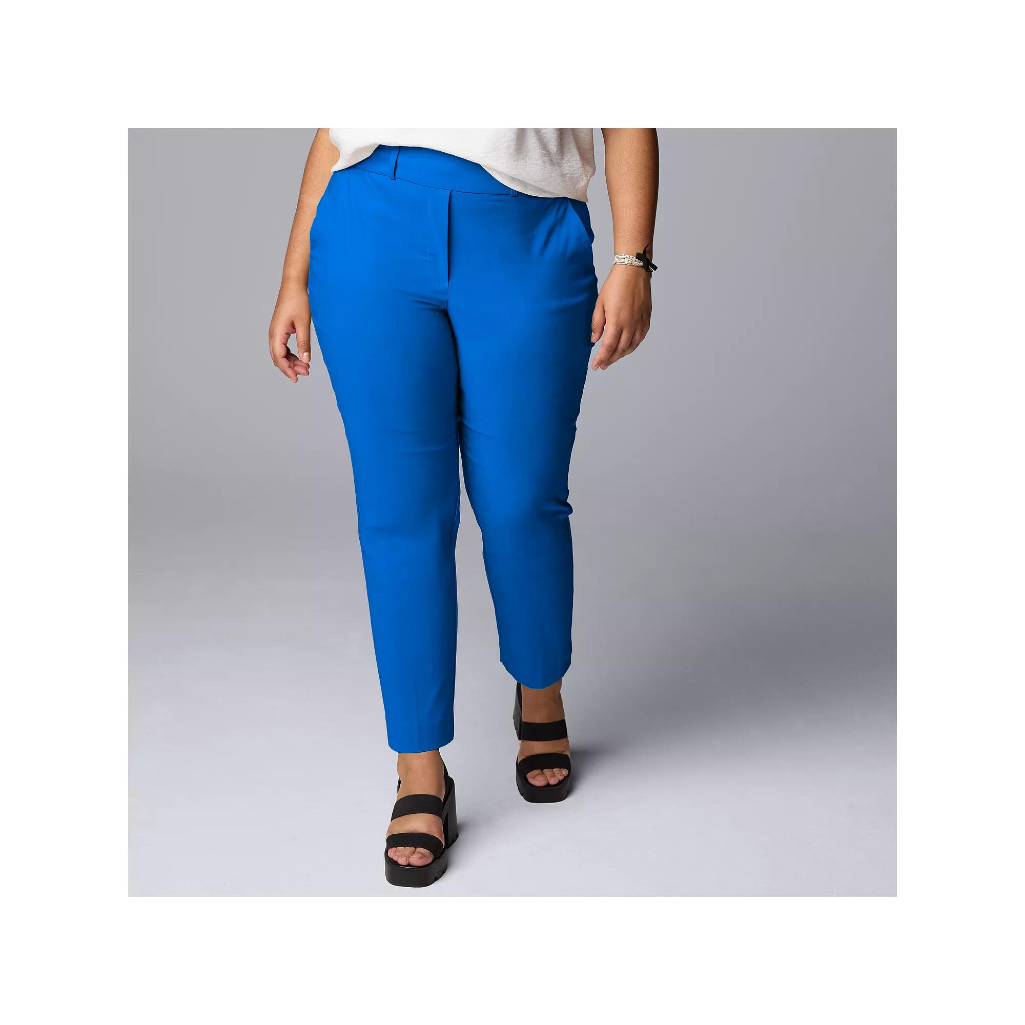 Plus Size Simply Vera Vera Wang Polished Twill Ankle Pants, Women's, Size: 3XL, Nautical Blue Product Image