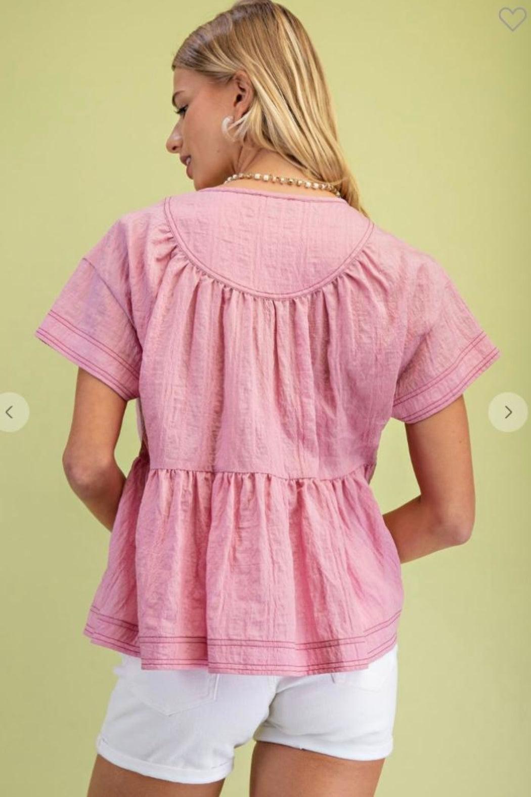 Top, Pink Babydoll Product Image