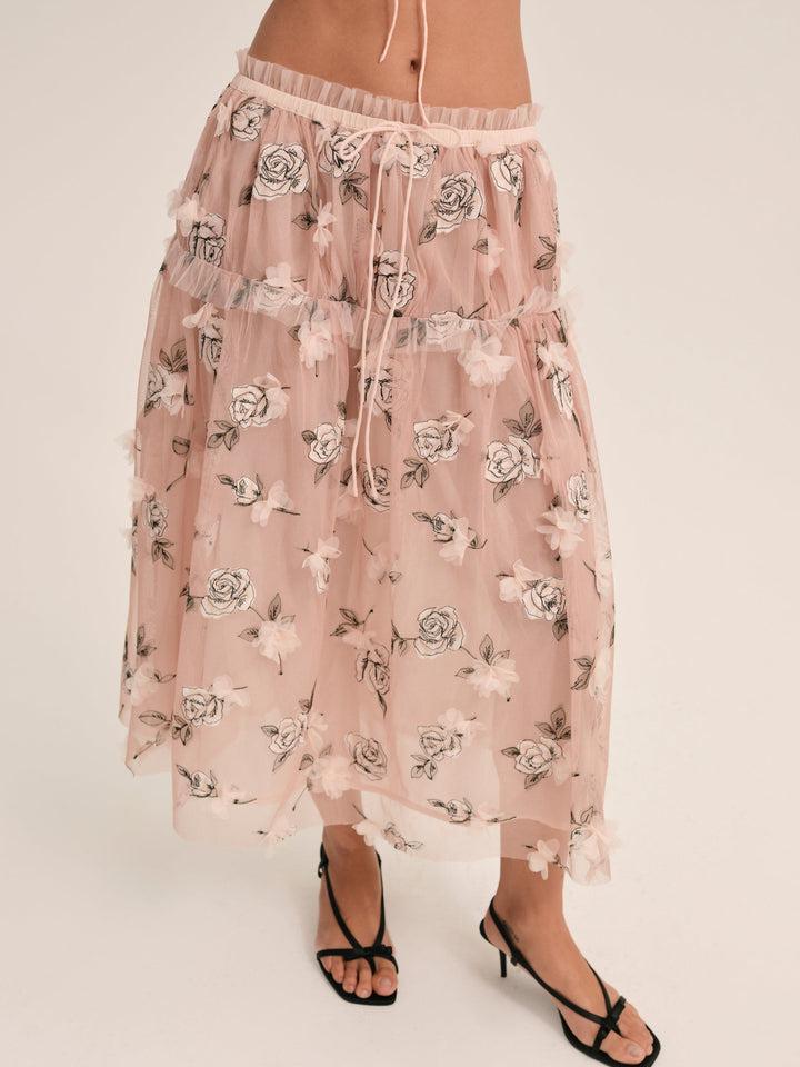Blushing Rose Midi Skirt — Blush Product Image