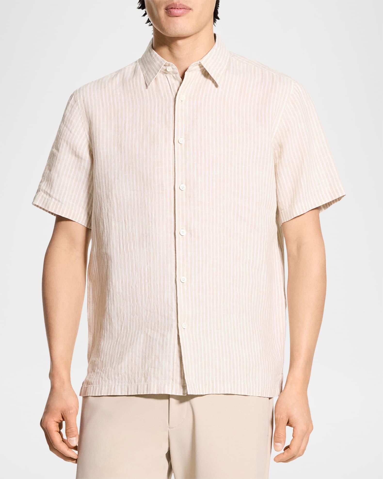Men's Irving Linen Summer Stripe Short-Sleeve Shirt Product Image
