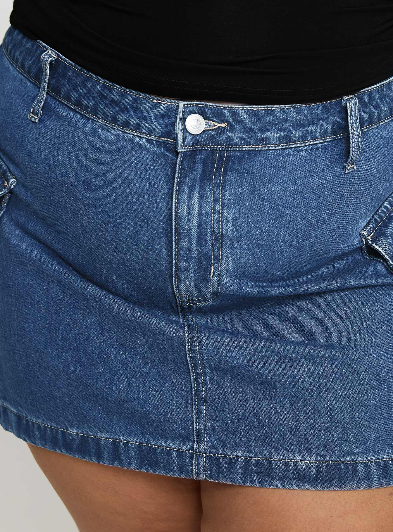 Zakai Cargo Denim Mini Skirt Mid Blue Curve Product Image