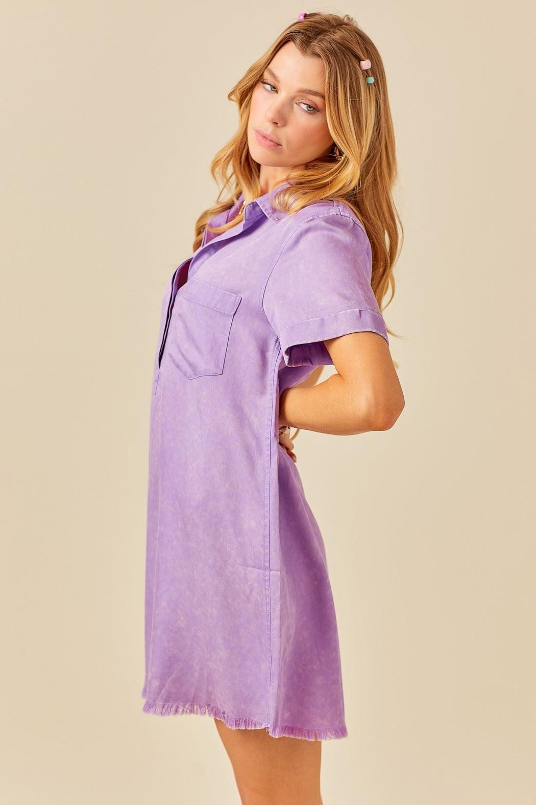Purple Washed Denim Dress Product Image