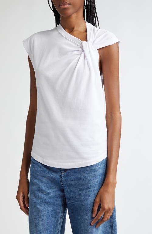 ISABEL MARANT Cap Sleeves Knot-detail Cotton Top In White Product Image