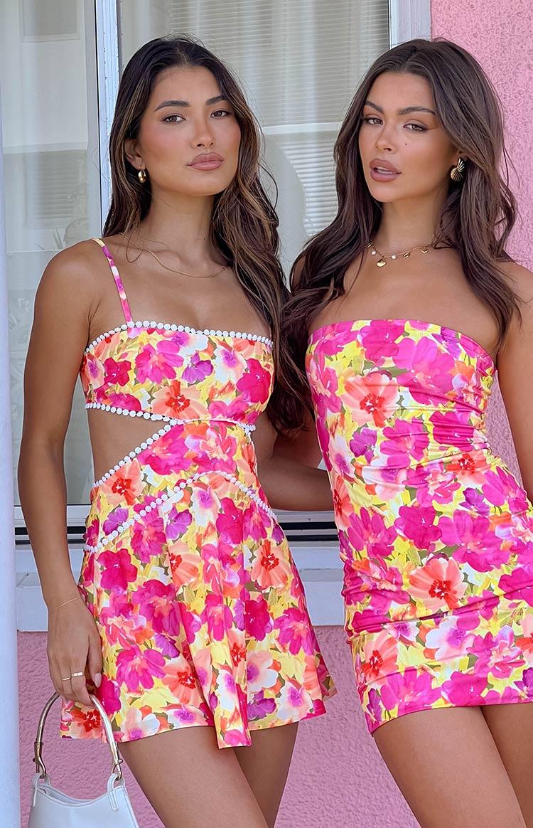 Josie Yellow Floral Pop Mini Dress Product Image