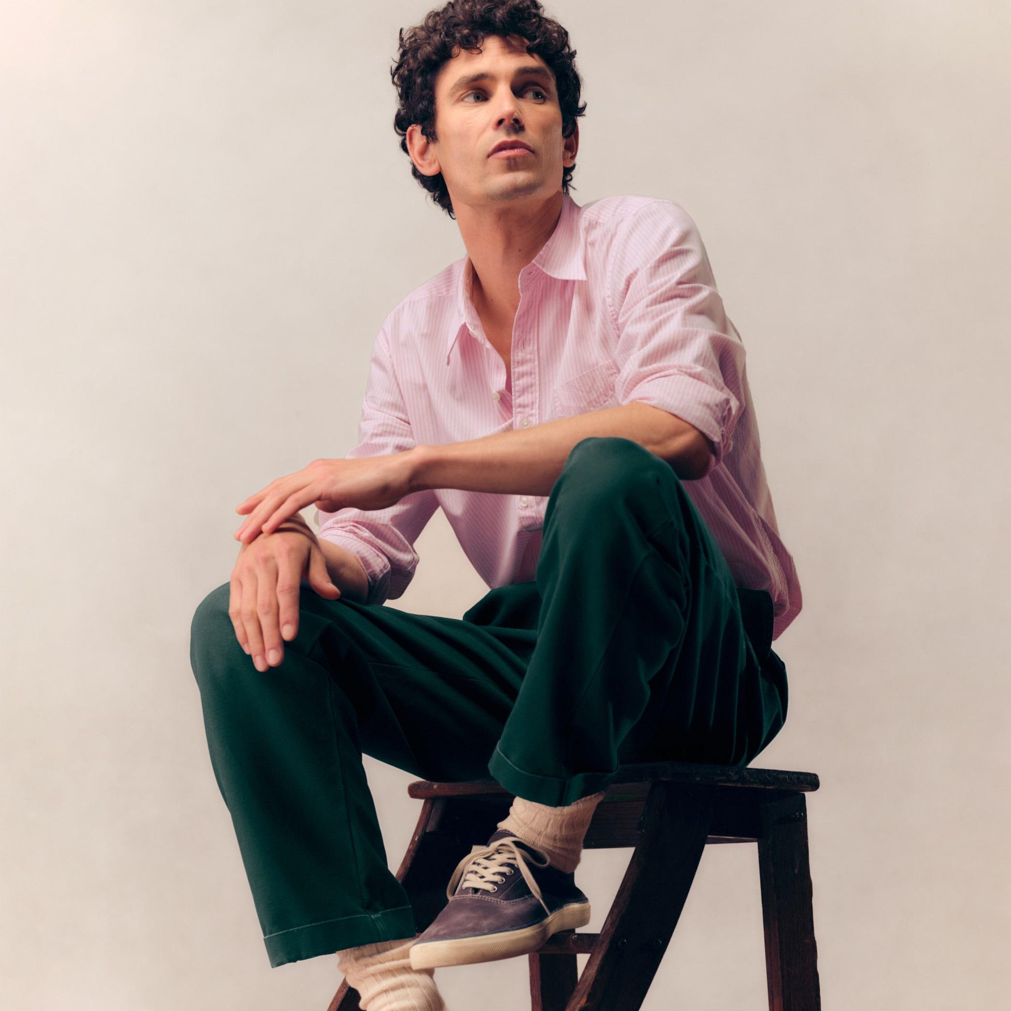 Secret Wash cotton poplin shirt with point collar Product Image