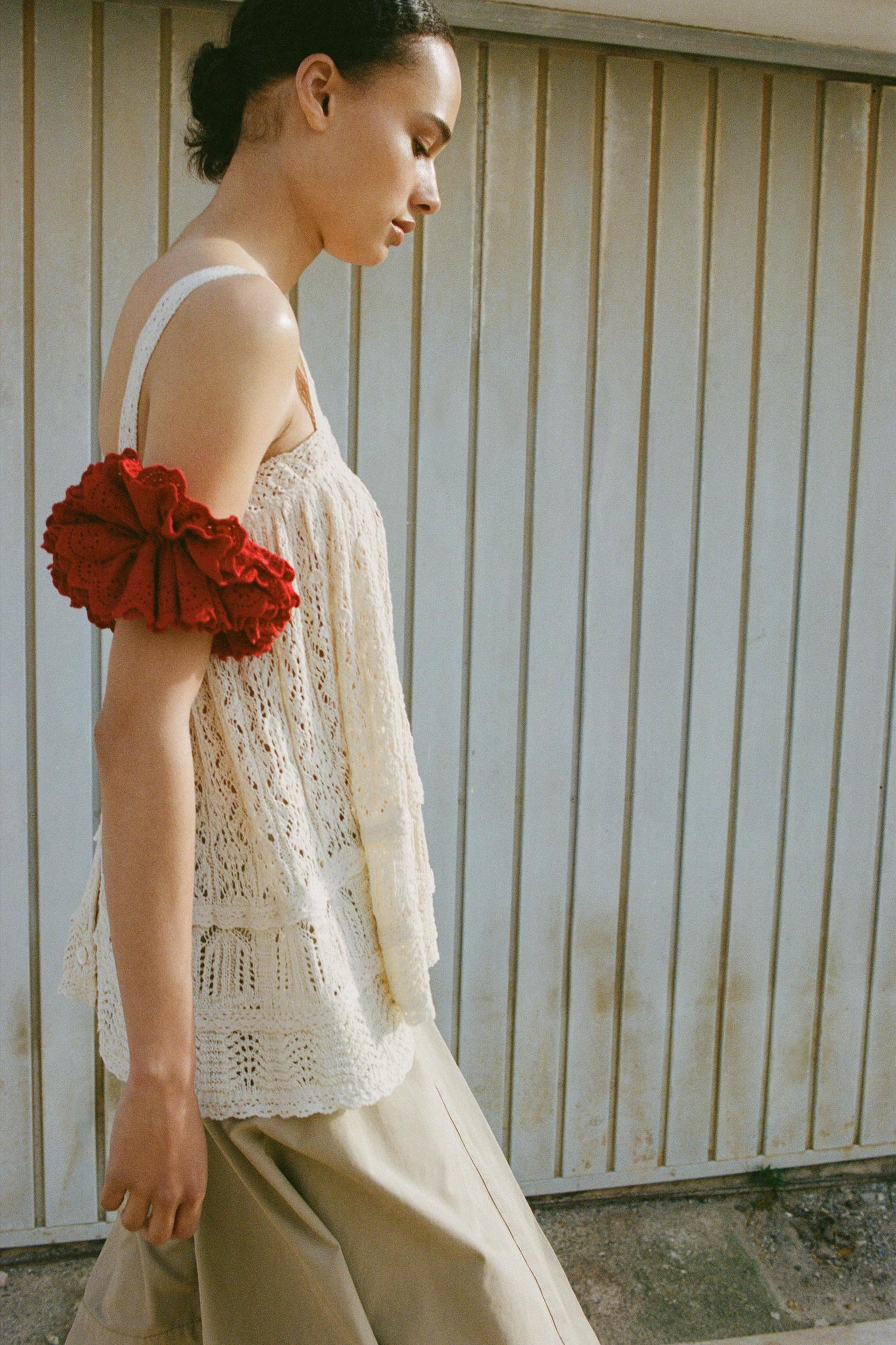 POINTELLE KNIT LACE TOP Product Image