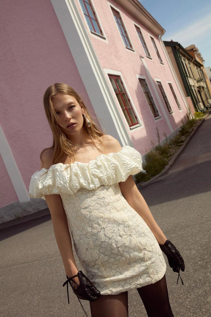 Snowflake Daisy Mini Dress — Cream Product Image