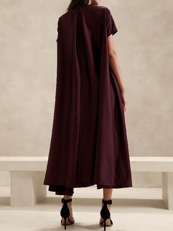 Loose Short Sleeves Pockets Solid Color Round-Neck Maxi Dresses Product Image