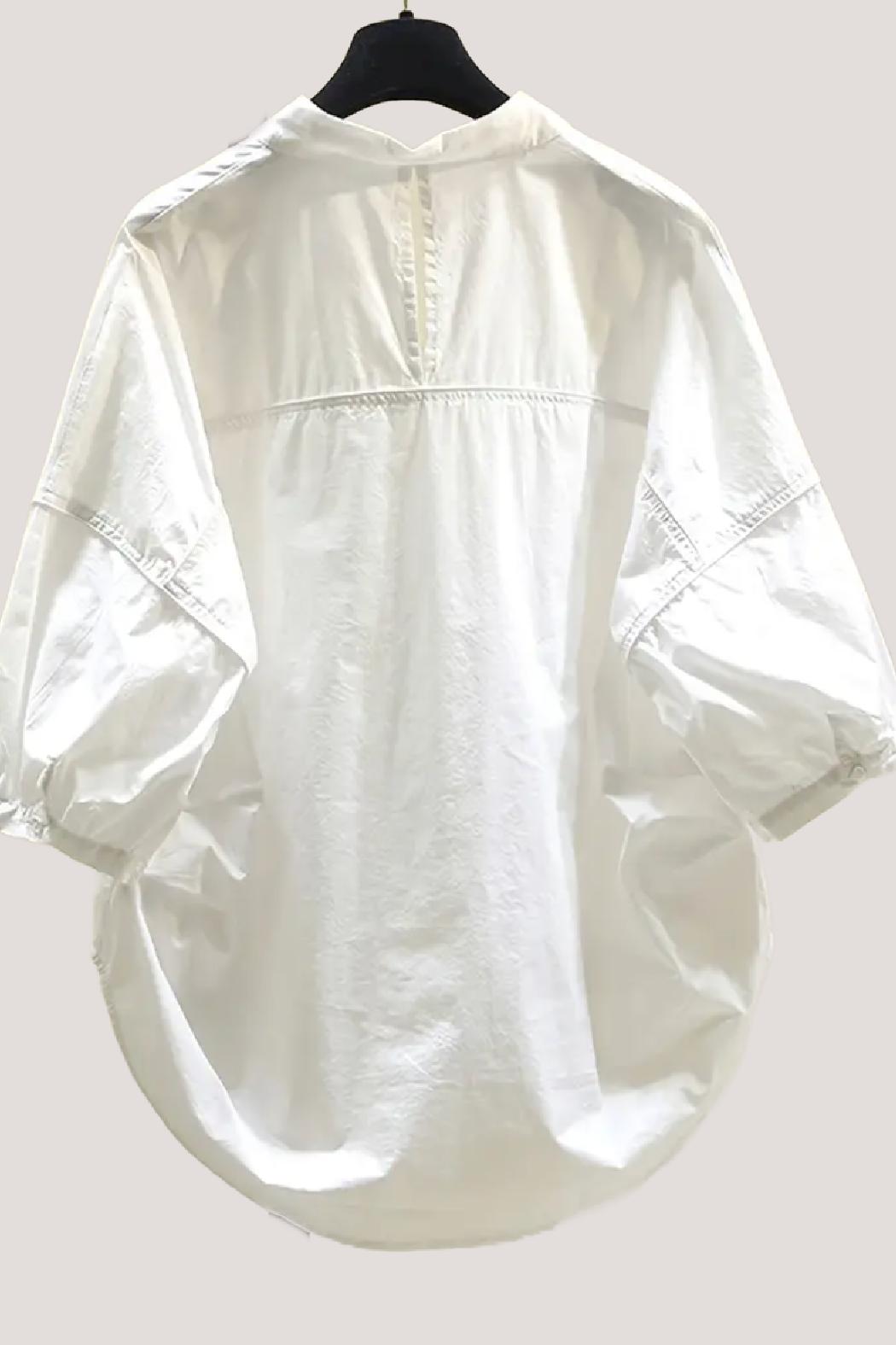 Cotton 3/4 Sleeve Button Down Product Image