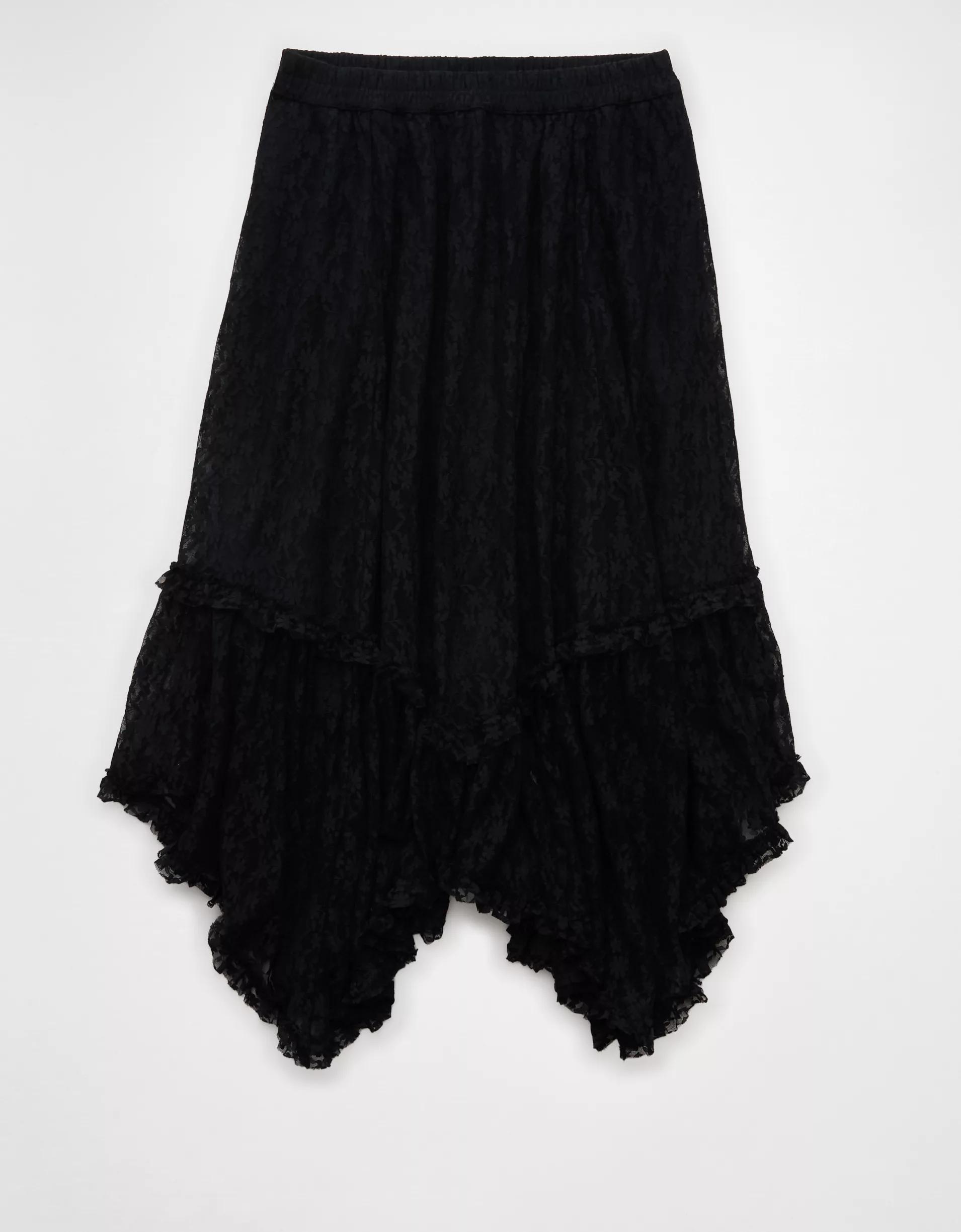 AE Lace Handkerchief Hem Maxi Skirt Product Image