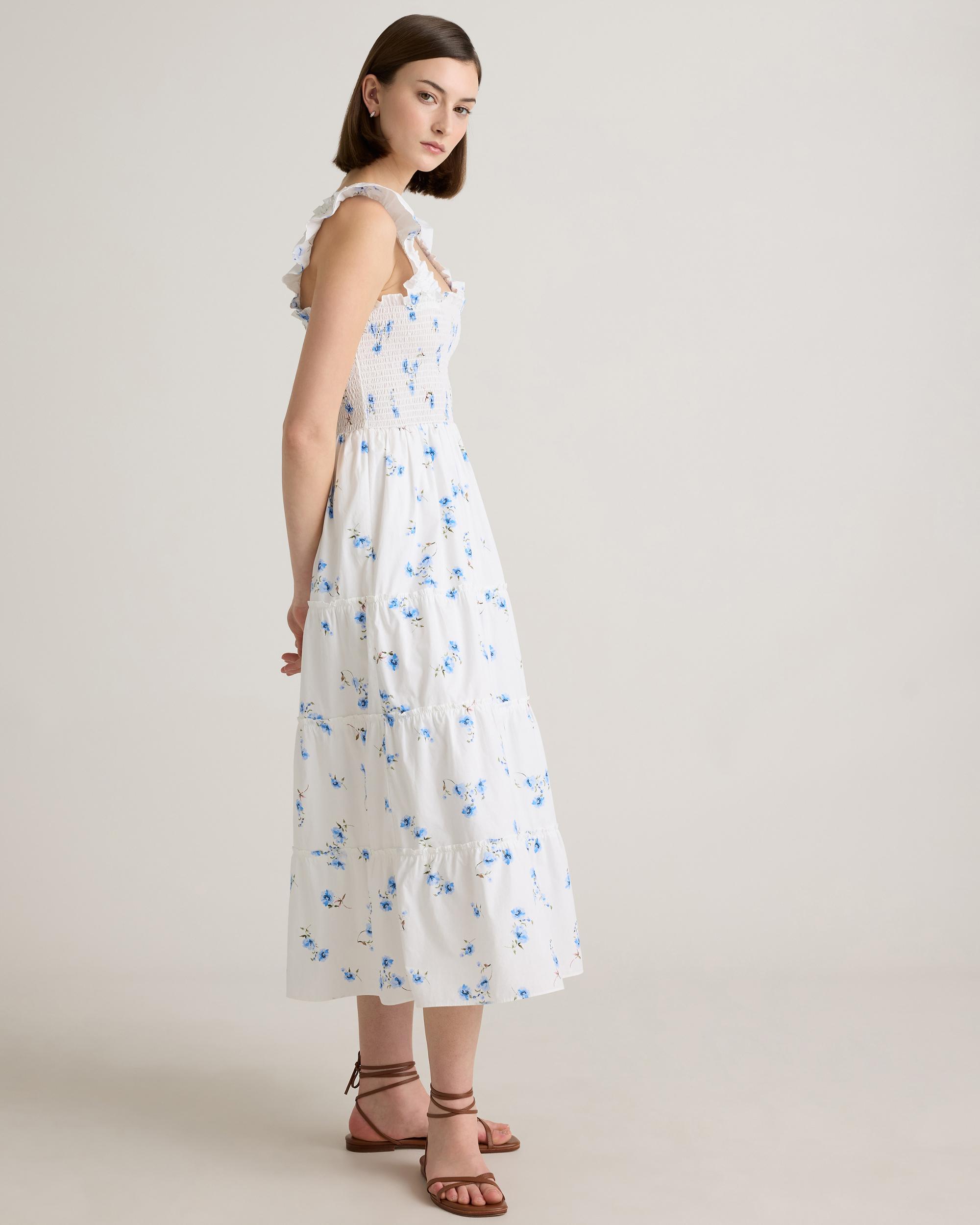Quince | Women's Poplin Smocked Midi Dress Organic Cotton Product Image