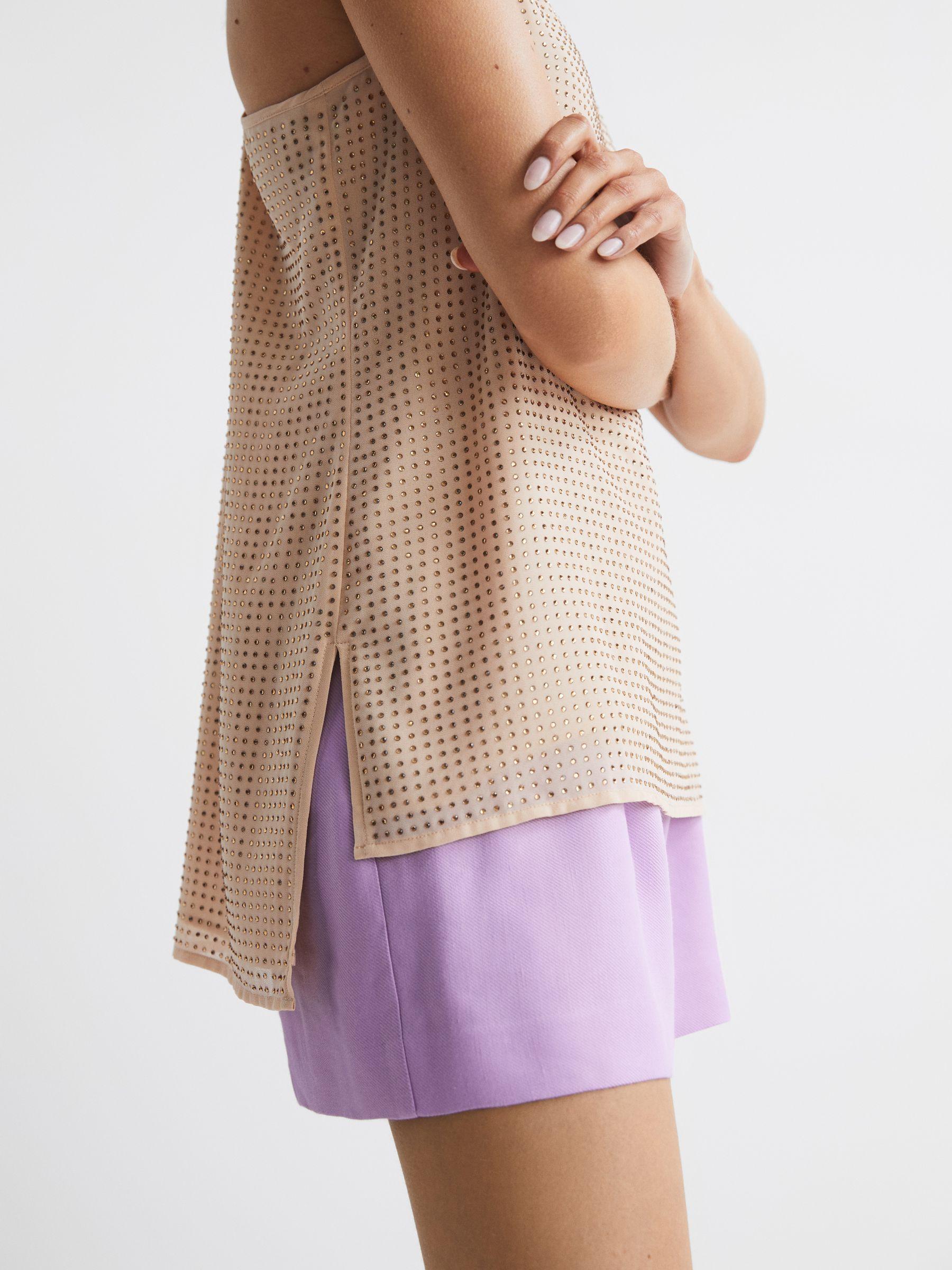 Embellished Scoop Neck Vest in Nude Product Image