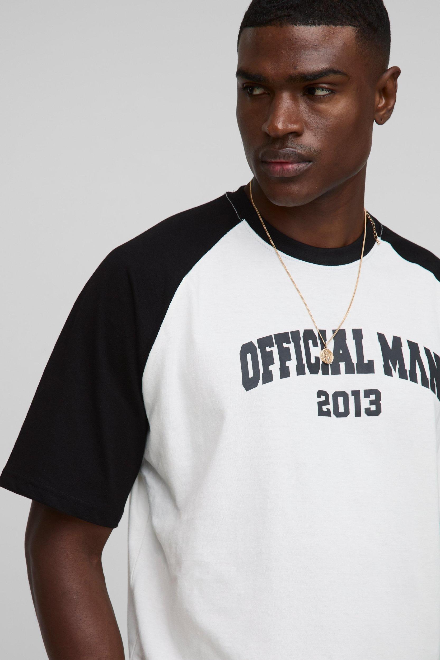 Oversized Boxy Official Contrast Raglan T-Shirt | boohooMAN USA Product Image