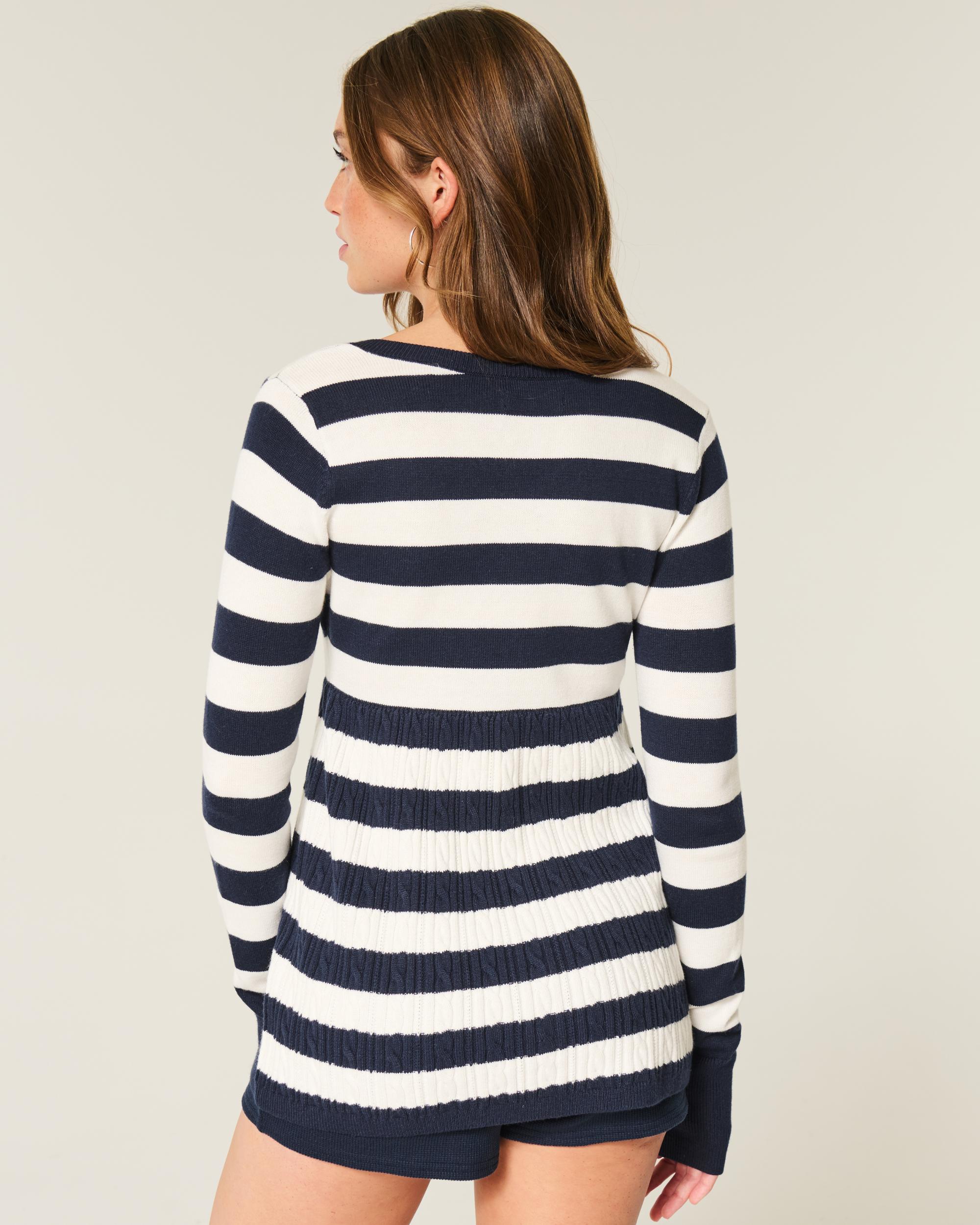 Easy Long-Sleeve Square-Neck Babydoll Sweater Product Image