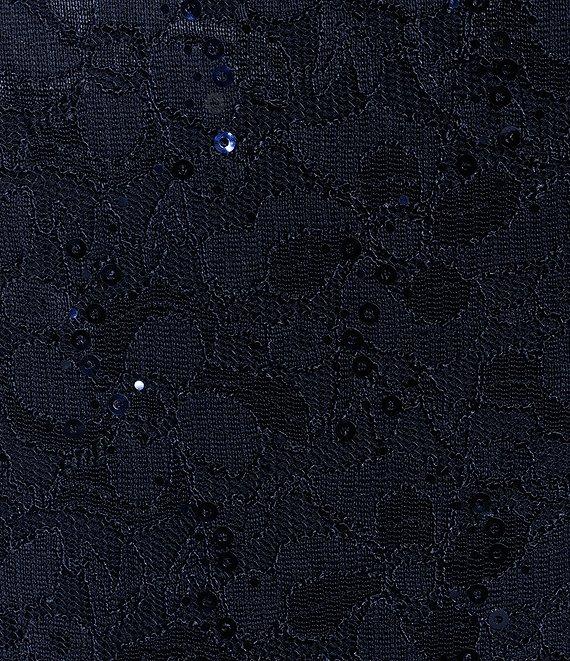 Ignite Evenings Plus Size Scalloped Sequin Lace Square Neck 3/4 Sleeve 2-Piece Jacket Dress Product Image