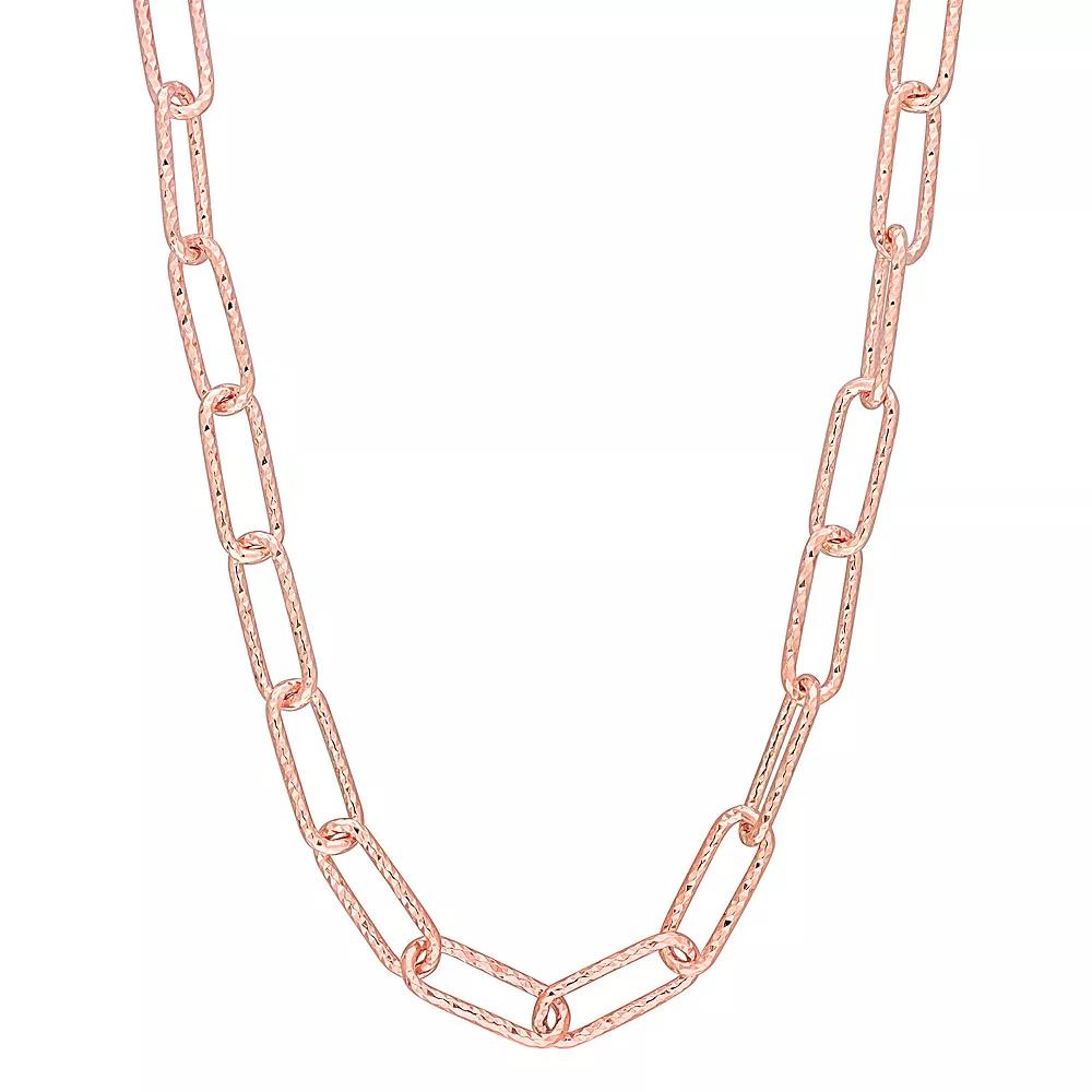 Stella Grace 18k Gold Over Silver 5 mm Fancy Paper Clip Link Chain Necklace, Womens 18k Pink Plated Product Image