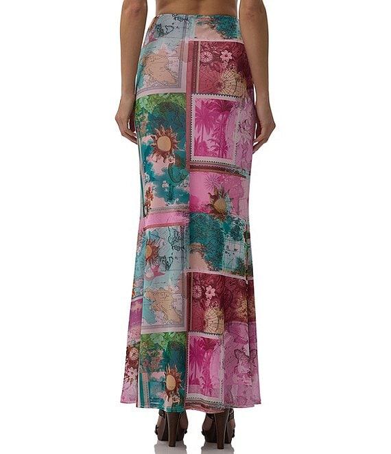 AFRM Tegan Tropical Postcard Print Mesh Maxi Mermaid Skirt Product Image
