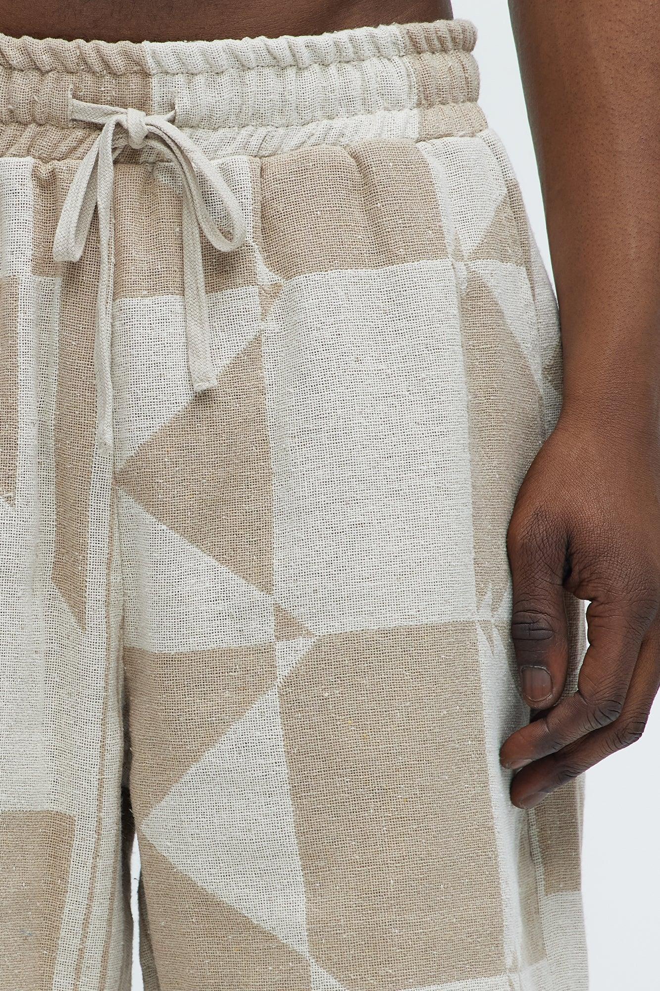 Abstract Relaxed Shorts - Cream/combo Product Image