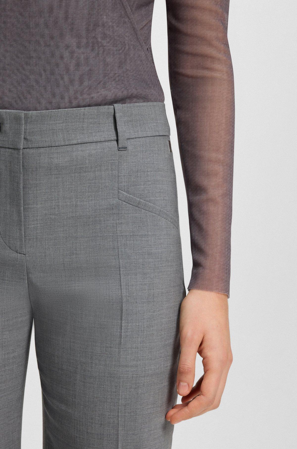 BOSS - Slim-fit pants in melange virgin wool - Dark Grey Product Image