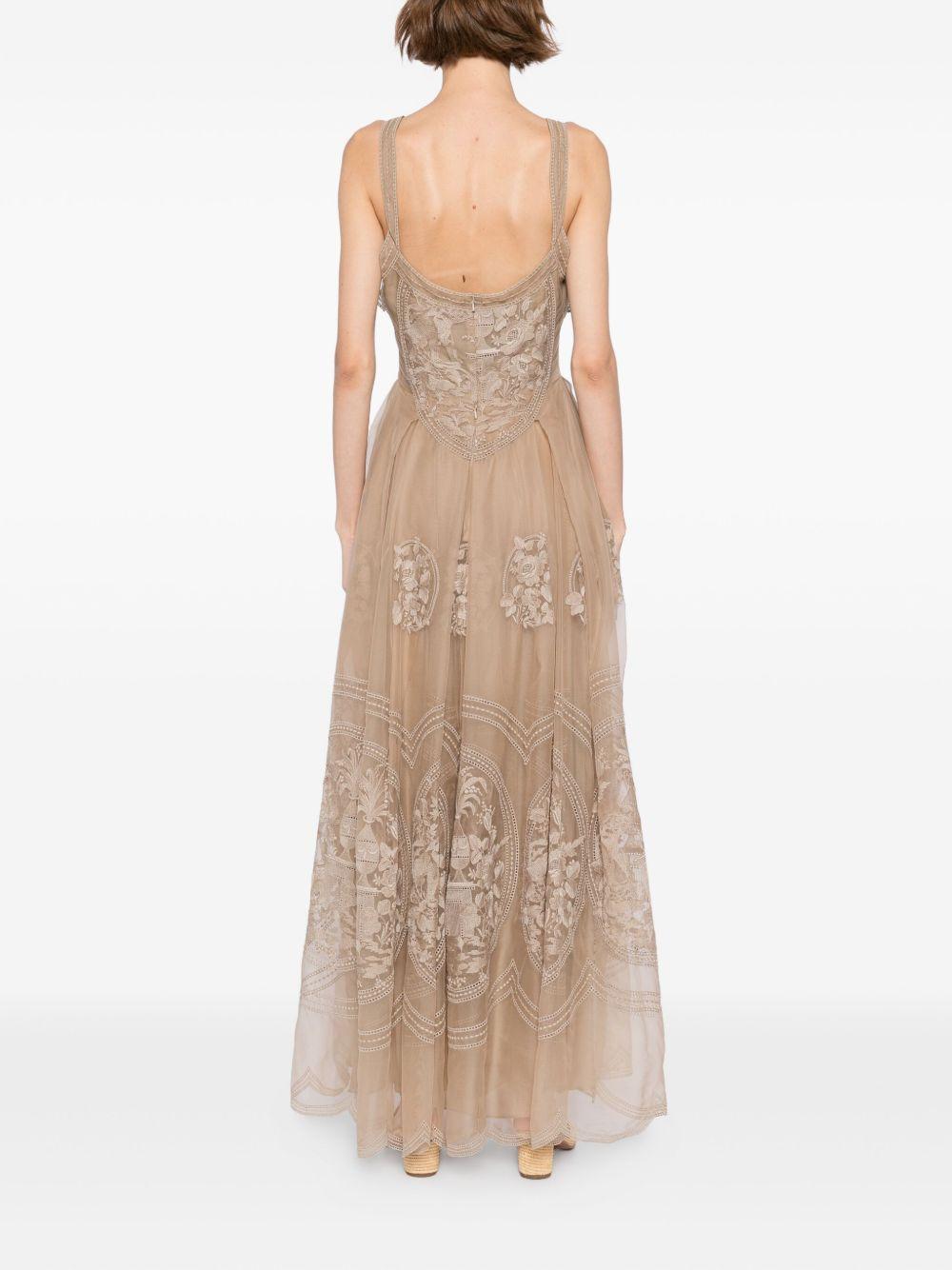 embroidered organza long dress Product Image