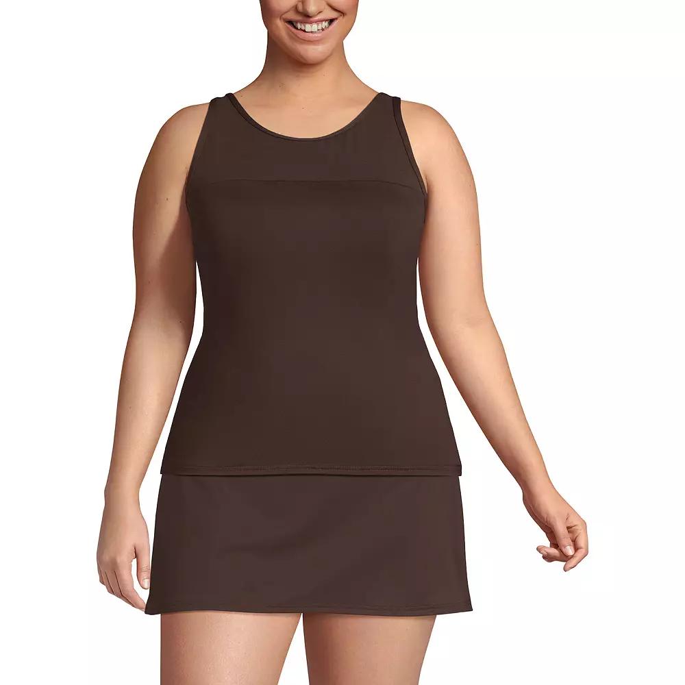 Plus Size Lands' End Chlorine Resistant Smoothing Control High Neck Tankini Swimsuit Top, Women's, Size: 18 W, Rich Brown Product Image