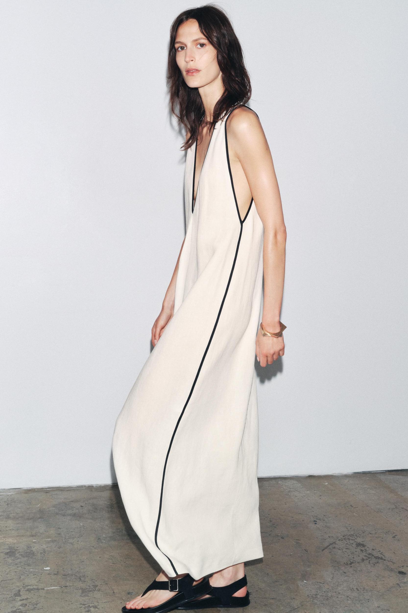 ZW COLLECTION LINEN BLEND DRESS WITH TRIM Product Image