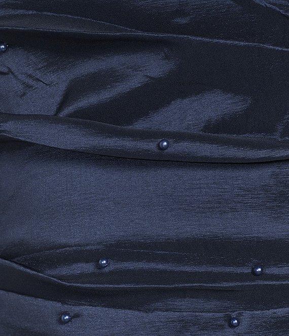 Allison & Kelly Strapless Pearl Taffeta Bow Back Mini Train Dress Product Image