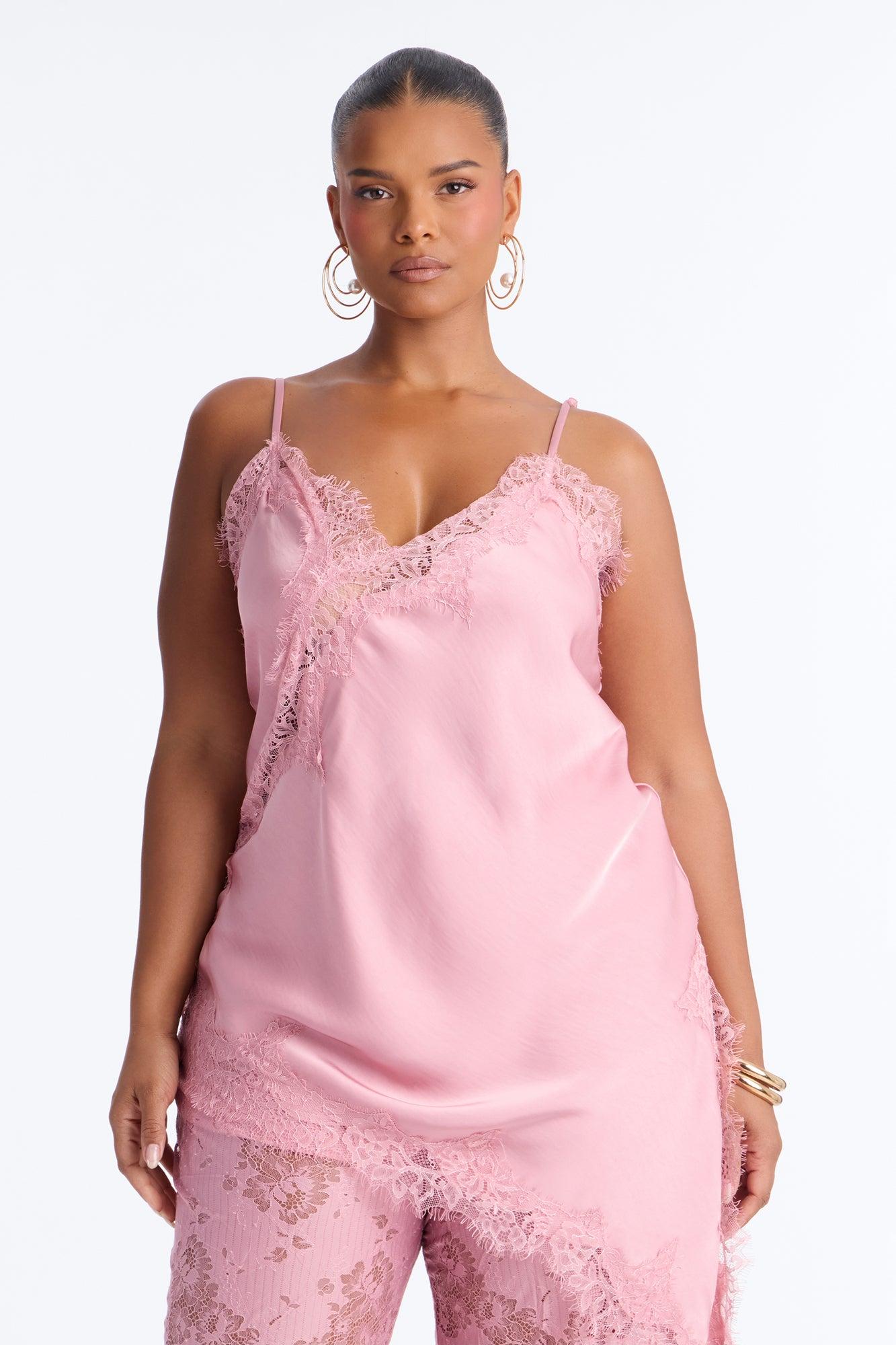 Yasmin Satin Lace Pant Set - Mauve Female Product Image