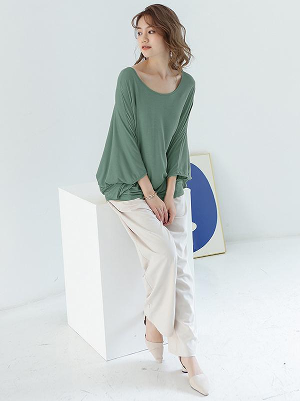 Vintage Loose Round-Neck Batwing Sleeves Shirts Product Image