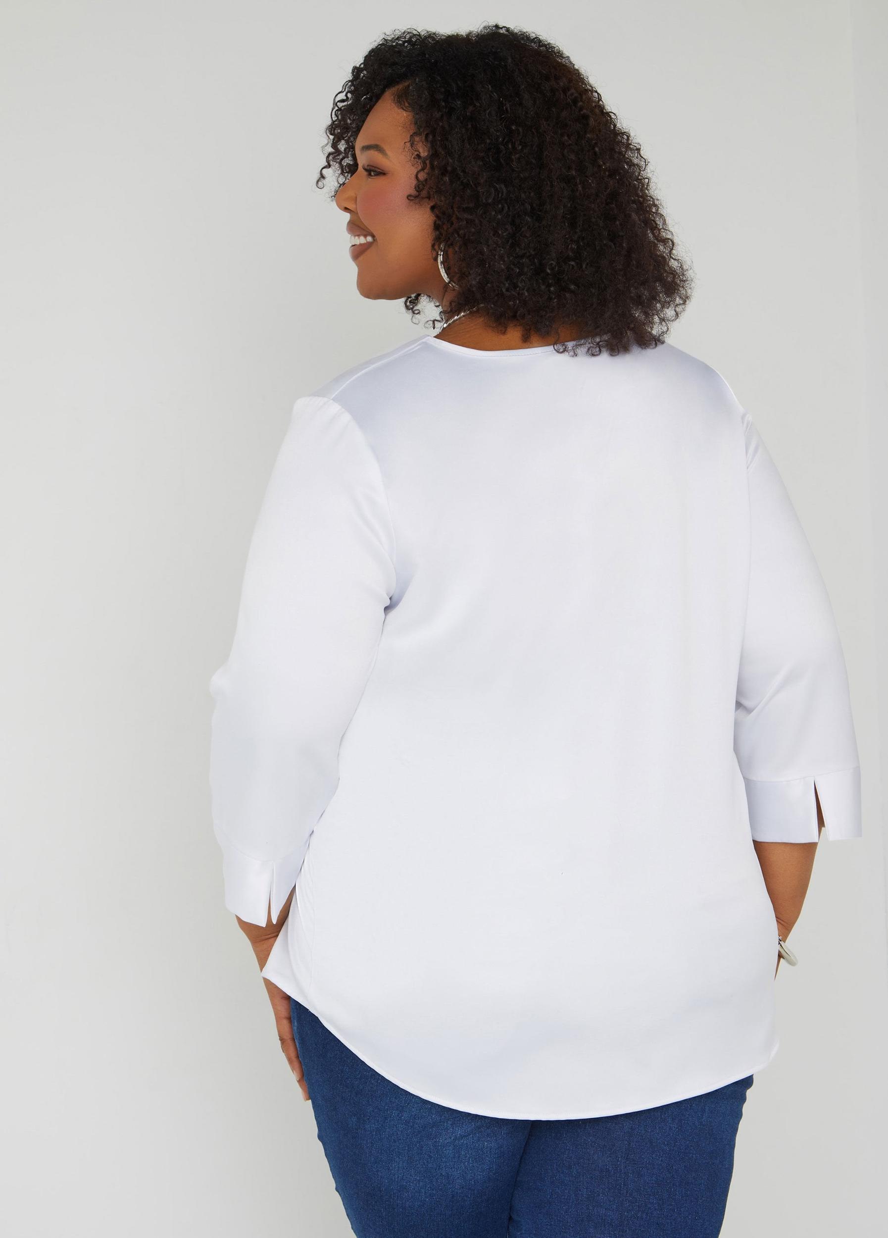 Satin V Neck Blouse Product Image